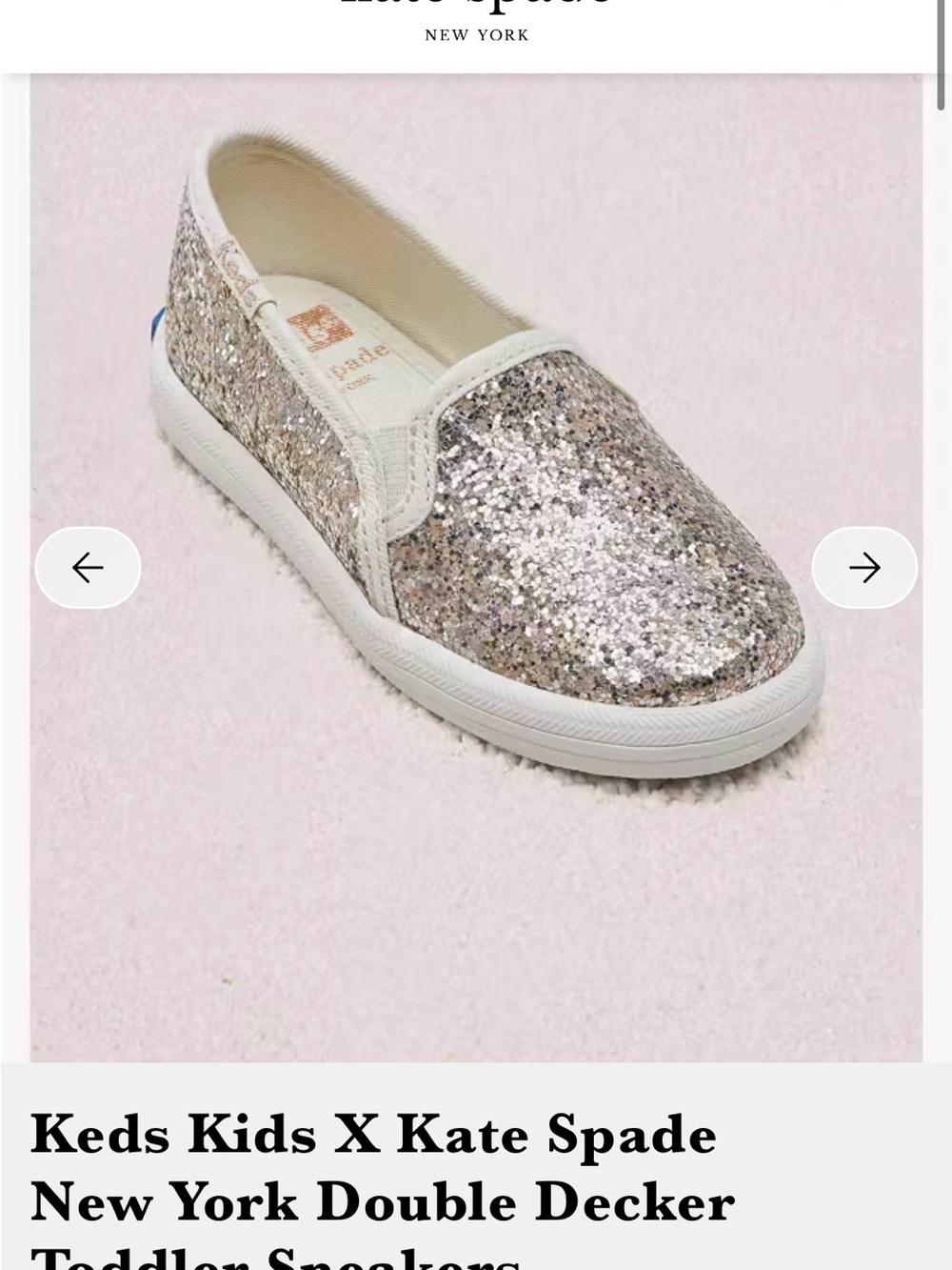 Keds Double Decker Kate Spade Glitter Slip-On Sneakers in Champagne Gold
